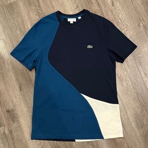 Lacoste Men's Short Sleeve Tee in Blue, Navy, and White